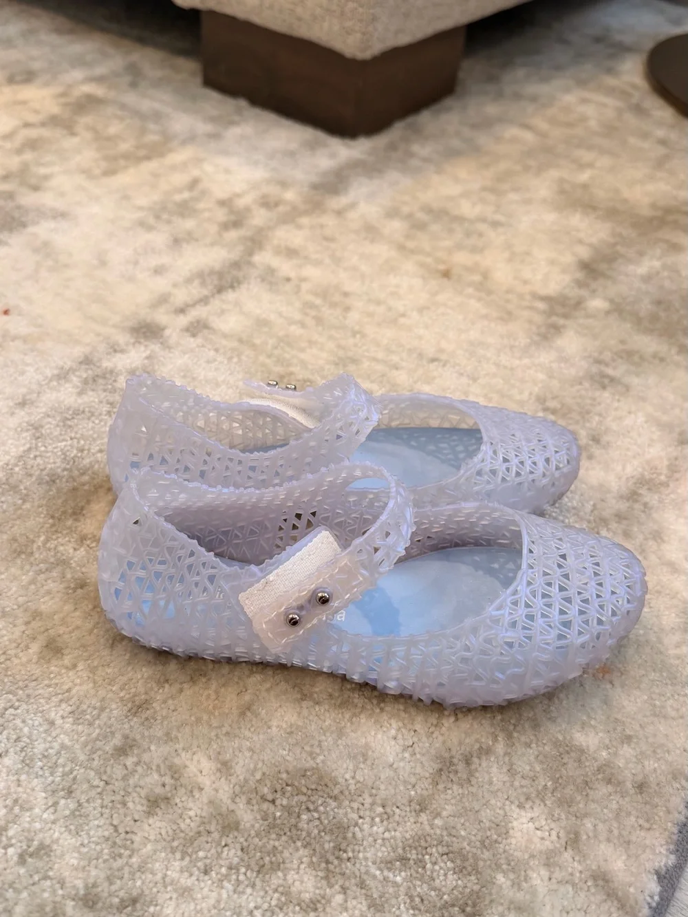 Mini Melissa Iridescent Pearl White Jelly Mary Jane Sandals